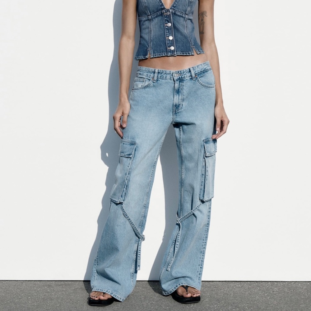 ZARA BELT LOOP CARGO TRF JEANS